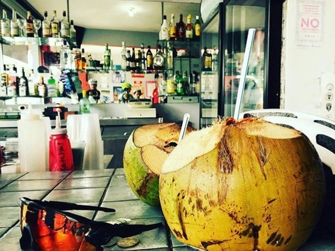 Nothing like a fresh coconut at a kiosk in Luquillo!